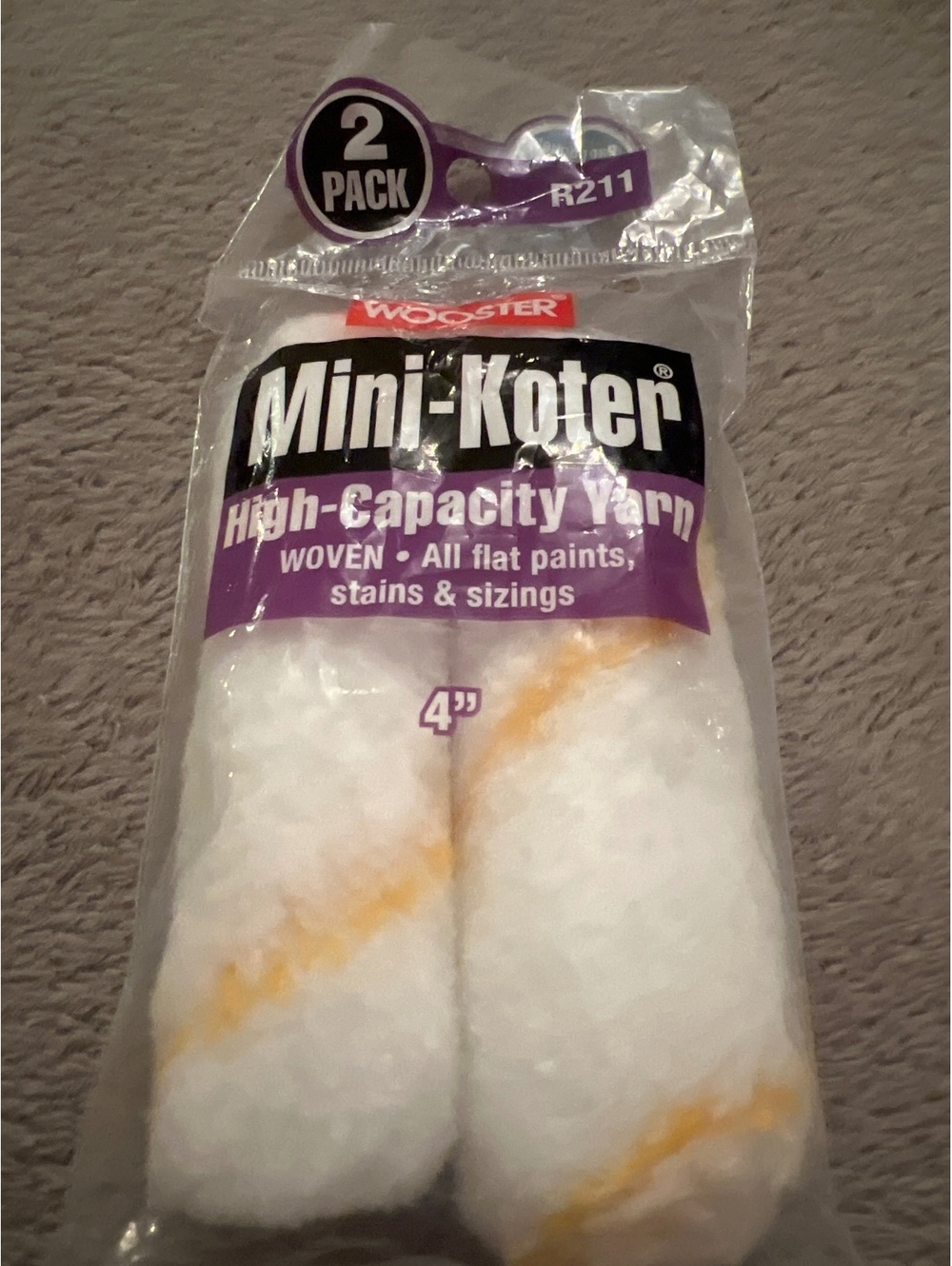 Wooster Mini-Koter High-Capacity Yarn Paint Roller Covers 4 Inch 2 Pack